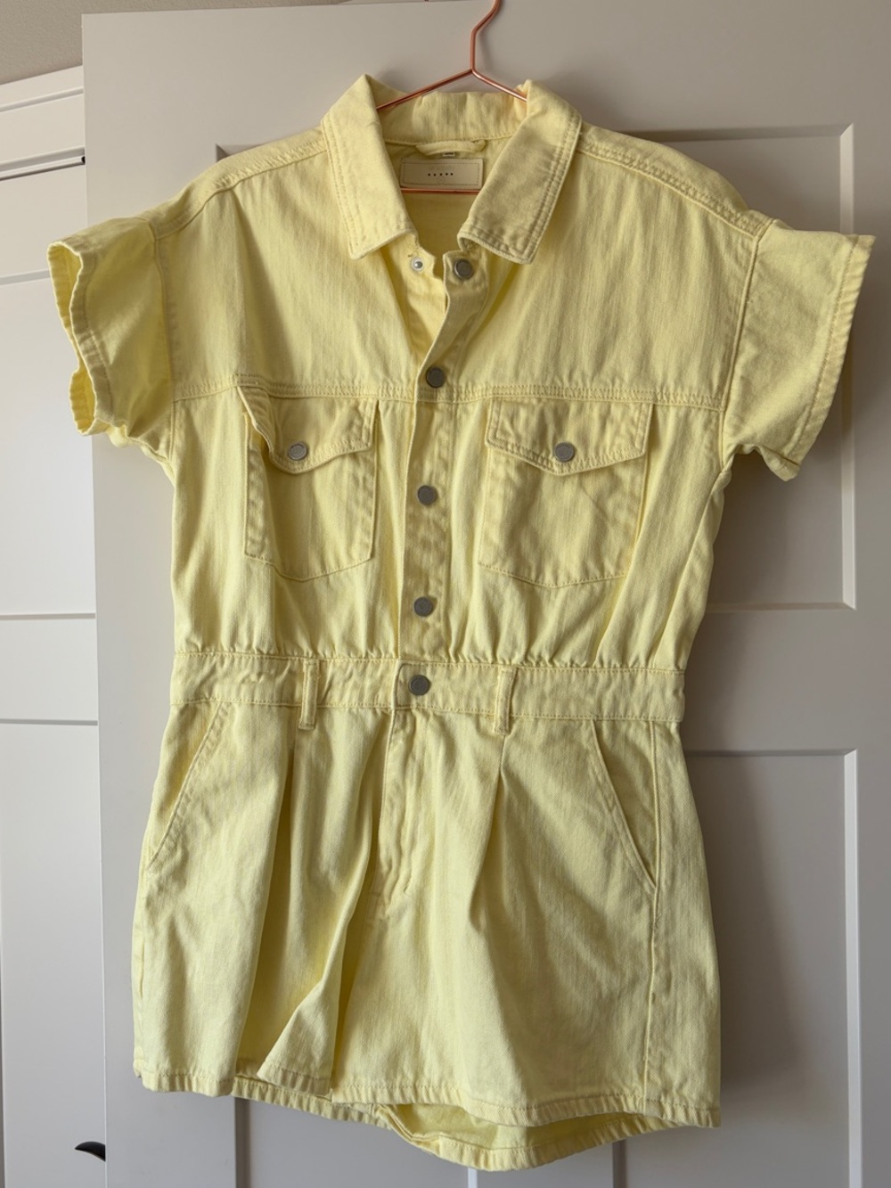 Yellow Denim Short Sleeve Romper